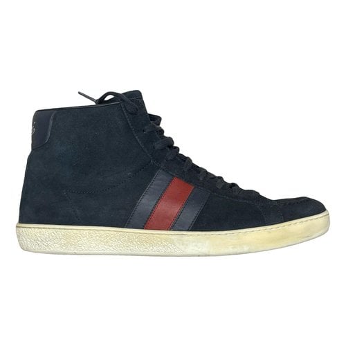Pre-owned Gucci High Trainers In Blue
