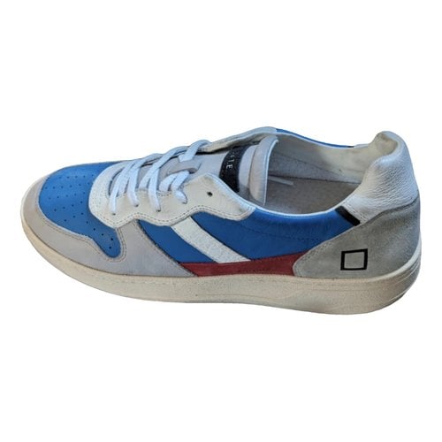 Pre-owned Date Leather Low Trainers In Blue