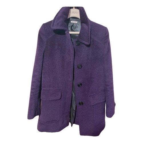 Pre-owned Miu Miu Wool Coat In Purple