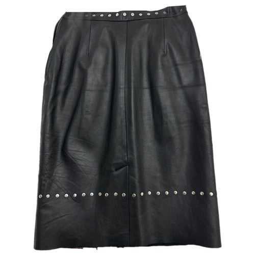 Pre-owned Alexa Chung Leather Mid-length Skirt In Black