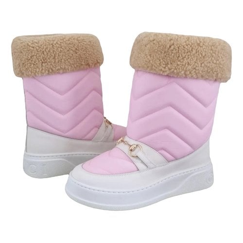 Pre-owned Gucci Cloth Snow Boots In Pink