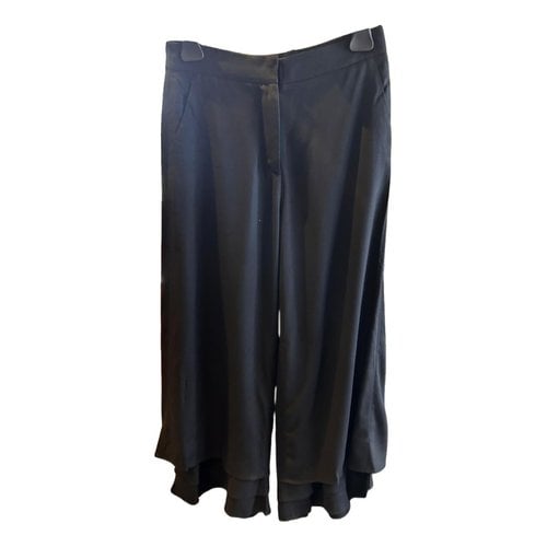 Pre-owned Giorgio Armani Silk Trousers In Black