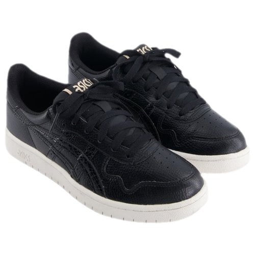 Pre-owned Asics Leather Trainers In Black