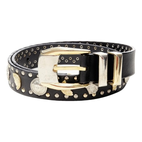 Pre-owned Versace Leather Belt In Black