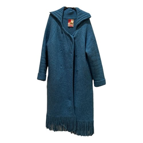 Pre-owned Maliparmi Wool Coat In Turquoise