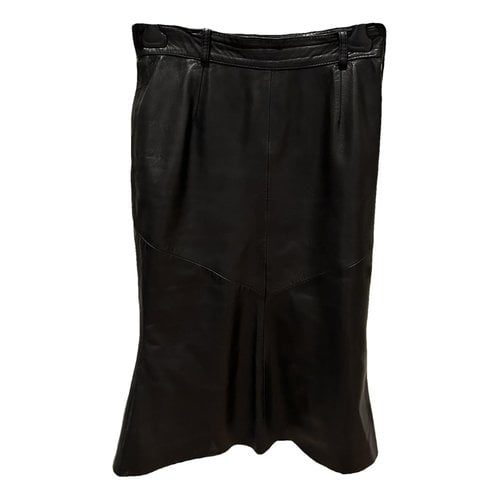 Pre-owned Sylvie Schimmel Leather Mid-length Skirt In Black