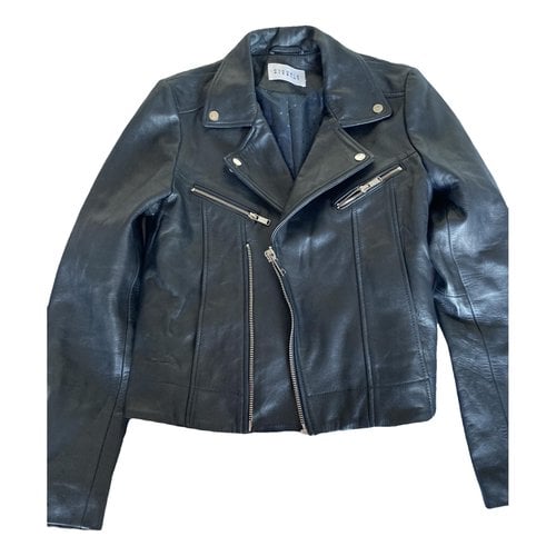 Pre-owned Claudie Pierlot Leather Jacket In Blue