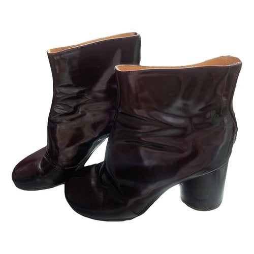 Pre-owned Maison Margiela Leather Boots In Burgundy