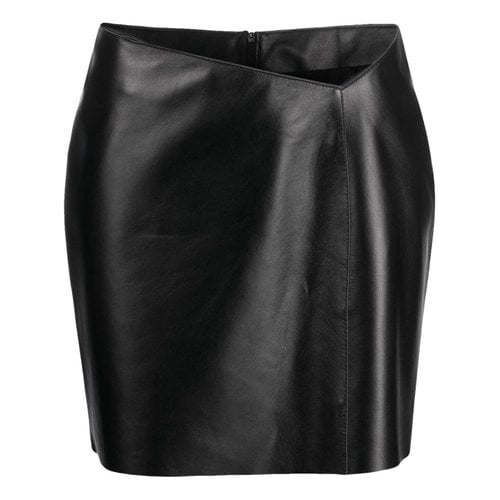 Pre-owned Wandler Leather Mini Skirt In Black