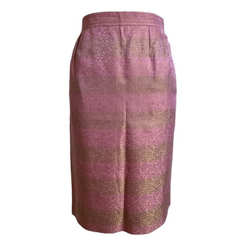 Pre-owned Saint Laurent Silk Skirt Suit In Pink