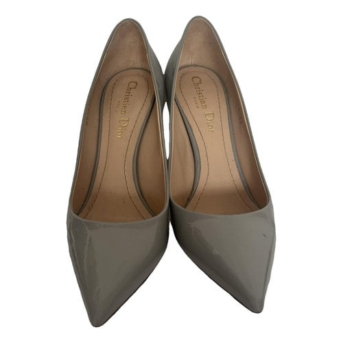Pre-owned Dior Cherie Pointy Pump Leather Heels In Grey
