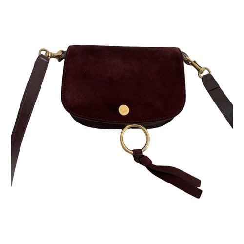 Pre-owned Chloé Marcie Leather Crossbody Bag In Burgundy