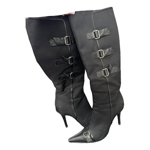 Pre-owned Casadei Leather Biker Boots In Black