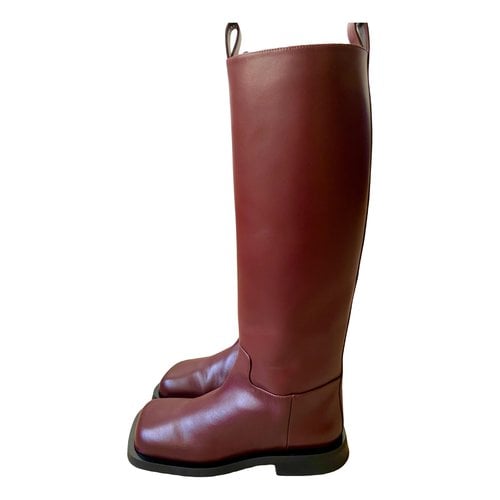 Pre-owned Proenza Schouler Leather Riding Boots In Burgundy