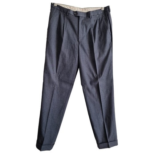 Pre-owned Loro Piana Wool Trousers In Grey