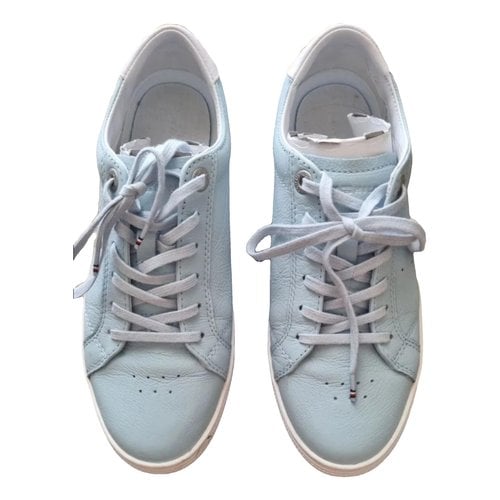 Pre-owned Tommy Hilfiger Leather Trainers In Turquoise