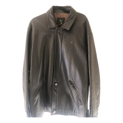 Pre-owned Lacoste Leather Jacket In Black