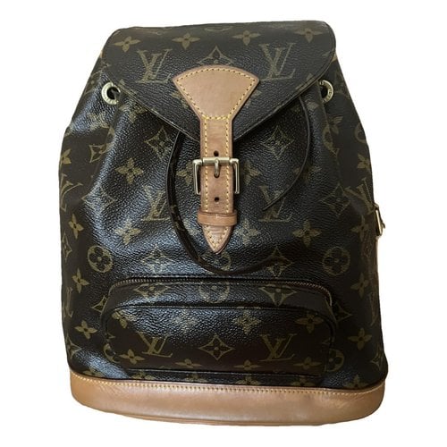 Pre-owned Louis Vuitton Montsouris Vintage Leather Backpack In Brown