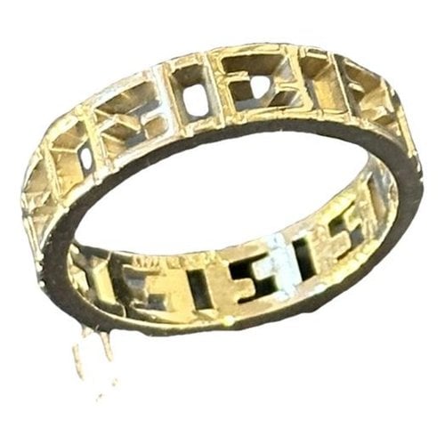 Pre-owned Fendi Ff Ring In Silver
