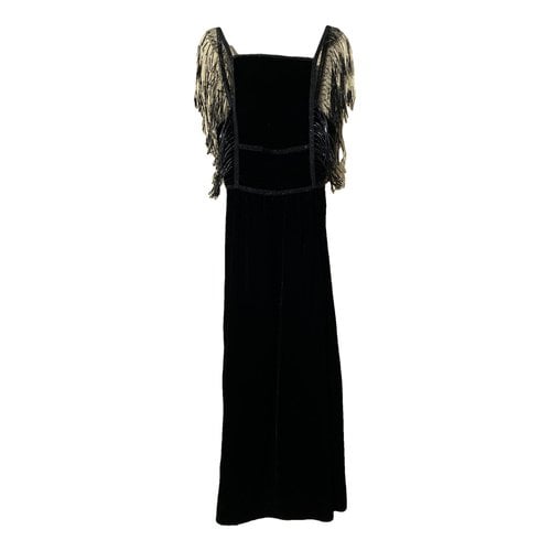 Pre-owned Giorgio Armani Velvet Maxi Dress In Black