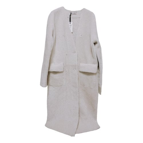 Pre-owned Ines Et Marechal Shearling Coat In White