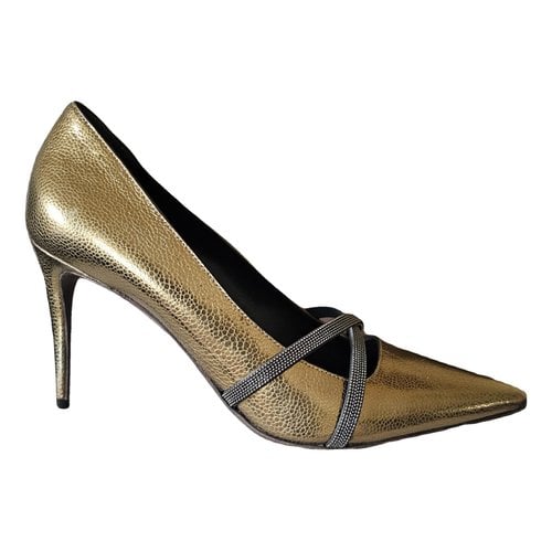 Pre-owned Brunello Cucinelli Exotic Leathers Heels In Gold