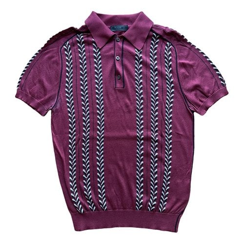 Pre-owned Prada Silk Polo Shirt In Burgundy