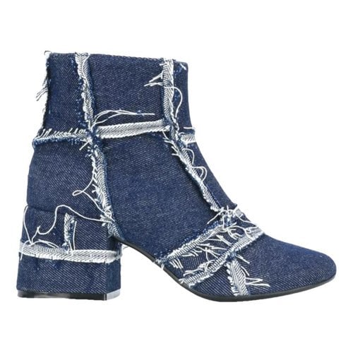 Pre-owned Mm6 Maison Margiela Cloth Ankle Boots In Blue