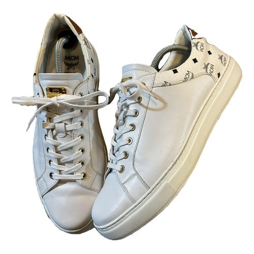 Pre-owned Mcm Leather Low Trainers In White