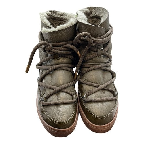 Pre-owned Inuikii Leather Snow Boots In Khaki