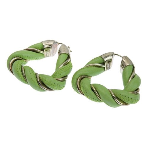 Pre-owned Bottega Veneta Twist Silver Earrings In Green