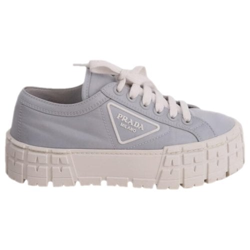 Pre-owned Prada Leather Trainers In Grey