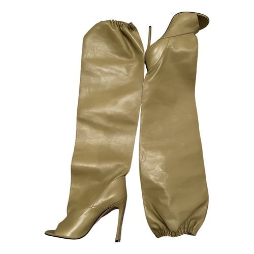 Pre-owned Victoria Beckham Leather Boots In Khaki
