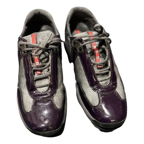 Pre-owned Prada Patent Leather Trainers In Purple