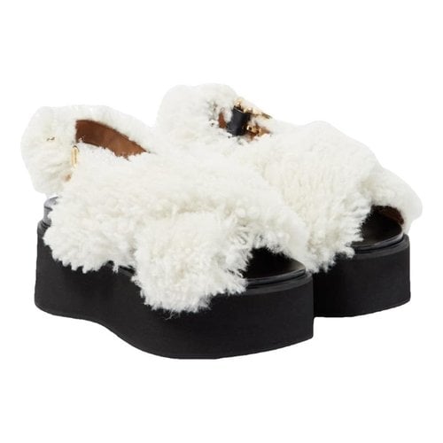 Pre-owned Marni Shearling Sandals In White