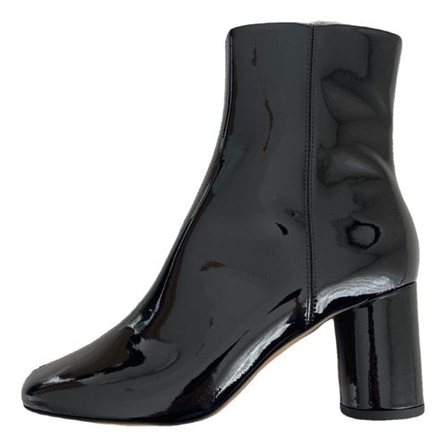 Pre-owned Claudie Pierlot Patent Leather Ankle Boots In Black