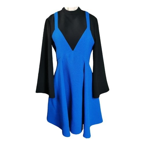Pre-owned Victoria Victoria Beckham Wool Mini Dress In Blue