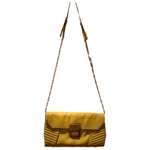 Pre-owned Miu Miu Leather Clutch Bag In Yellow