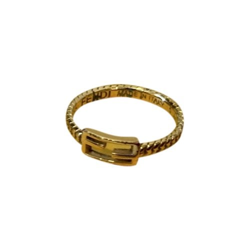 Pre-owned Fendi Baguette Yellow Gold Ring