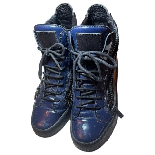 Pre-owned Giuseppe Zanotti Patent Leather High Trainers In Blue