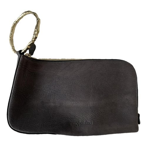 Pre-owned Gentry Portofino Leather Clutch Bag In Brown