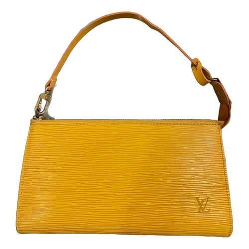 Pre-owned Louis Vuitton Pochette Accessoire Leather Clutch Bag In Yellow