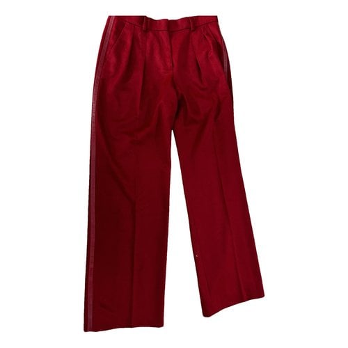 Pre-owned Max Mara Wool Large Pants In Red
