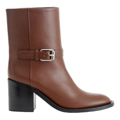 Pre-owned Burberry Leather Ankle Boots In Brown