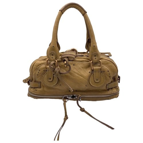 Pre-owned Chloé Paddington Leather Bowling Bag In Beige