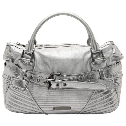 Pre-owned Burberry Leather Satchel In Silver