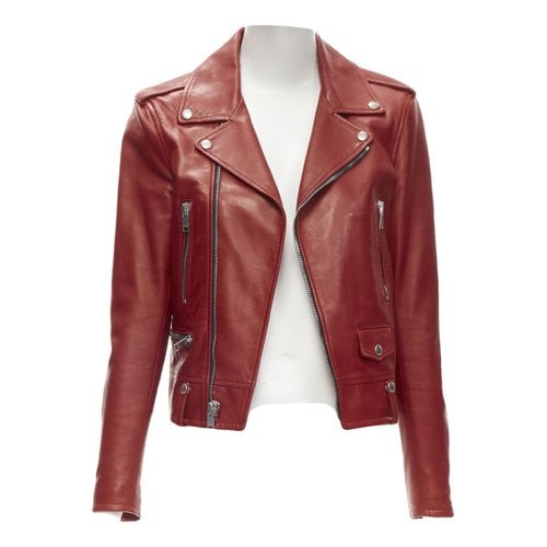 Pre-owned Saint Laurent Leather Biker Jacket In Red