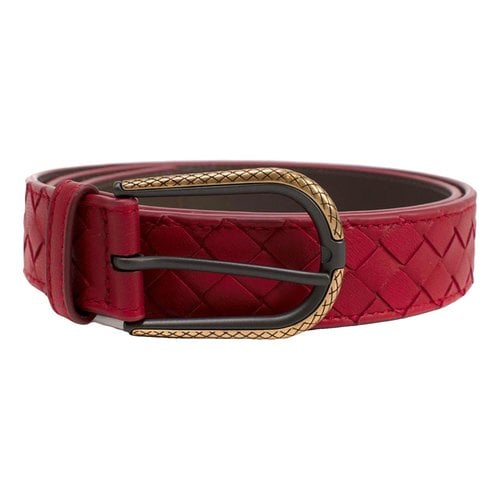 Pre-owned Bottega Veneta Leather Belt In Red