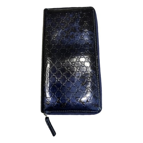 Pre-owned Gucci Continental Leather Wallet In Navy