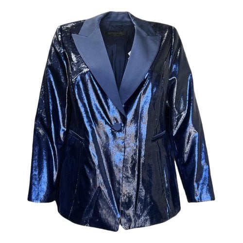 Pre-owned Marina Rinaldi Velvet Blazer In Blue